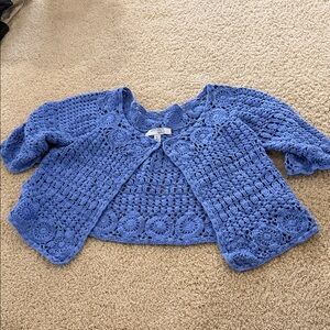 Attitudes by Renee Light Blue Crochet Top